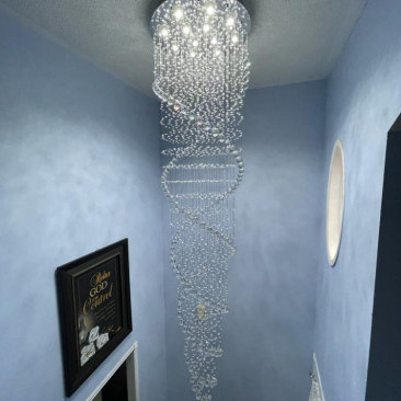 9ft Double Spiral Crystal Chandelier