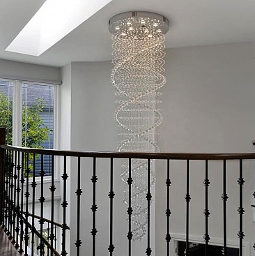 9ft Double Spiral Crystal Chandelier