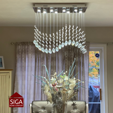 Wavey Crystal Ceiling Light Fixture 