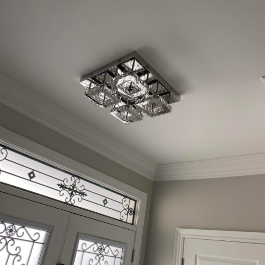 Four Squares Crystal Ceiling Light Fixture Gallery Image