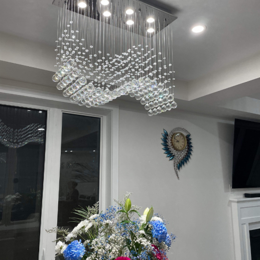 Wavey Crystal Ceiling Light Fixture Gallery Image