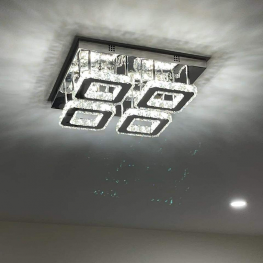 Four Squares Crystal Ceiling Light Fixture Gallery Image