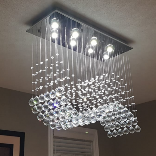Wavey Crystal Ceiling Light Fixture Gallery Image