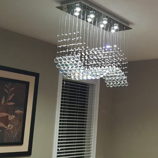 Wavey Crystal Ceiling Light Fixture Gallery Image