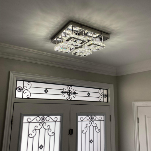 Four Squares Crystal Ceiling Light Fixture Gallery Image