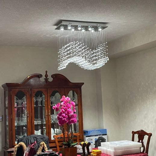 Wavey Crystal Ceiling Light Fixture Gallery Image