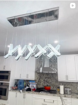 Modern Linear Crystal Chandelier – Zig-Zag Design for Kitchen